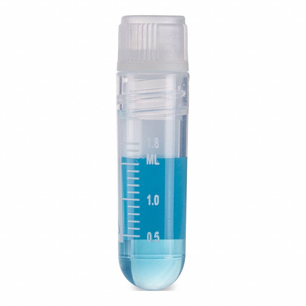 Cryogenic Vial: Polypropylene, 0.068 fl oz Capacity - oz, 2 mL Capacity - mL, Clear, Cryogenic