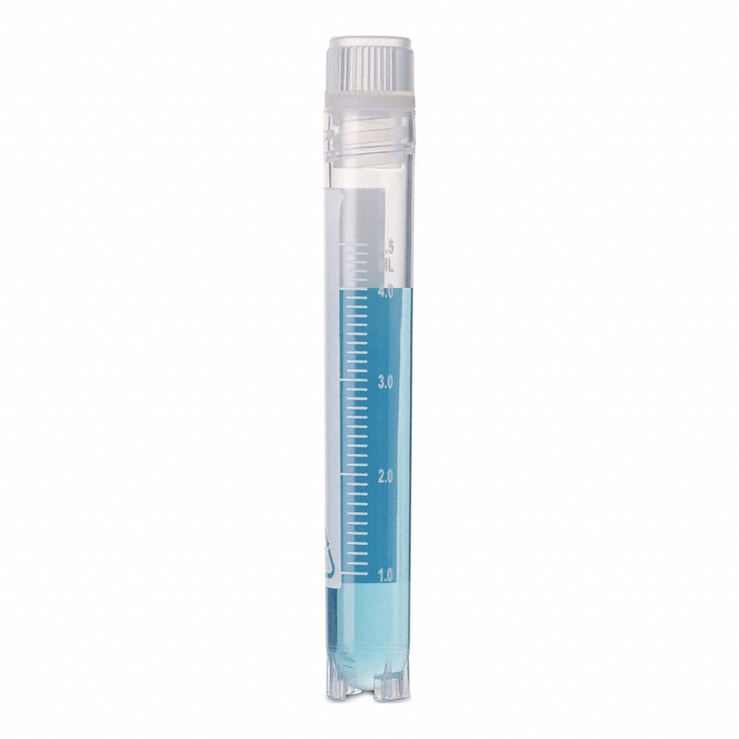 Cryogenic Vial: Polypropylene, 0.169 fl oz Capacity - oz, 5 mL Capacity - mL, Clear, Cryogenic