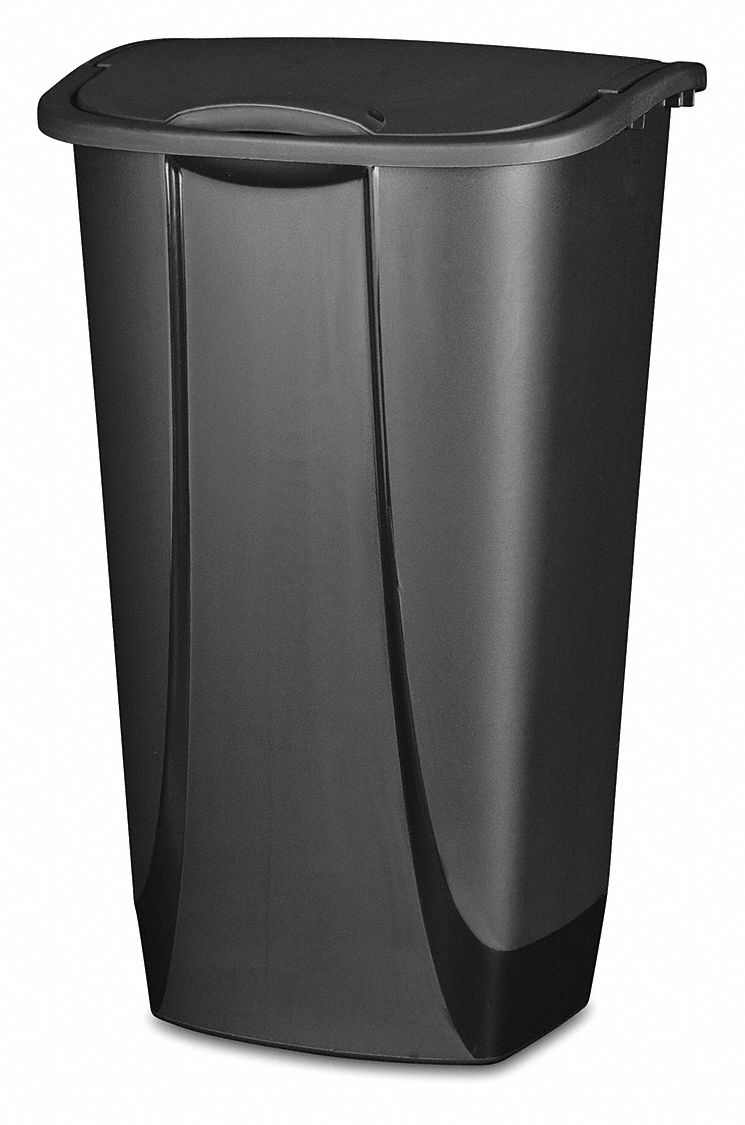 STERILITE Wastebasket, Swing Top, Black, 11 gal. 303Y4110939006 Grainger