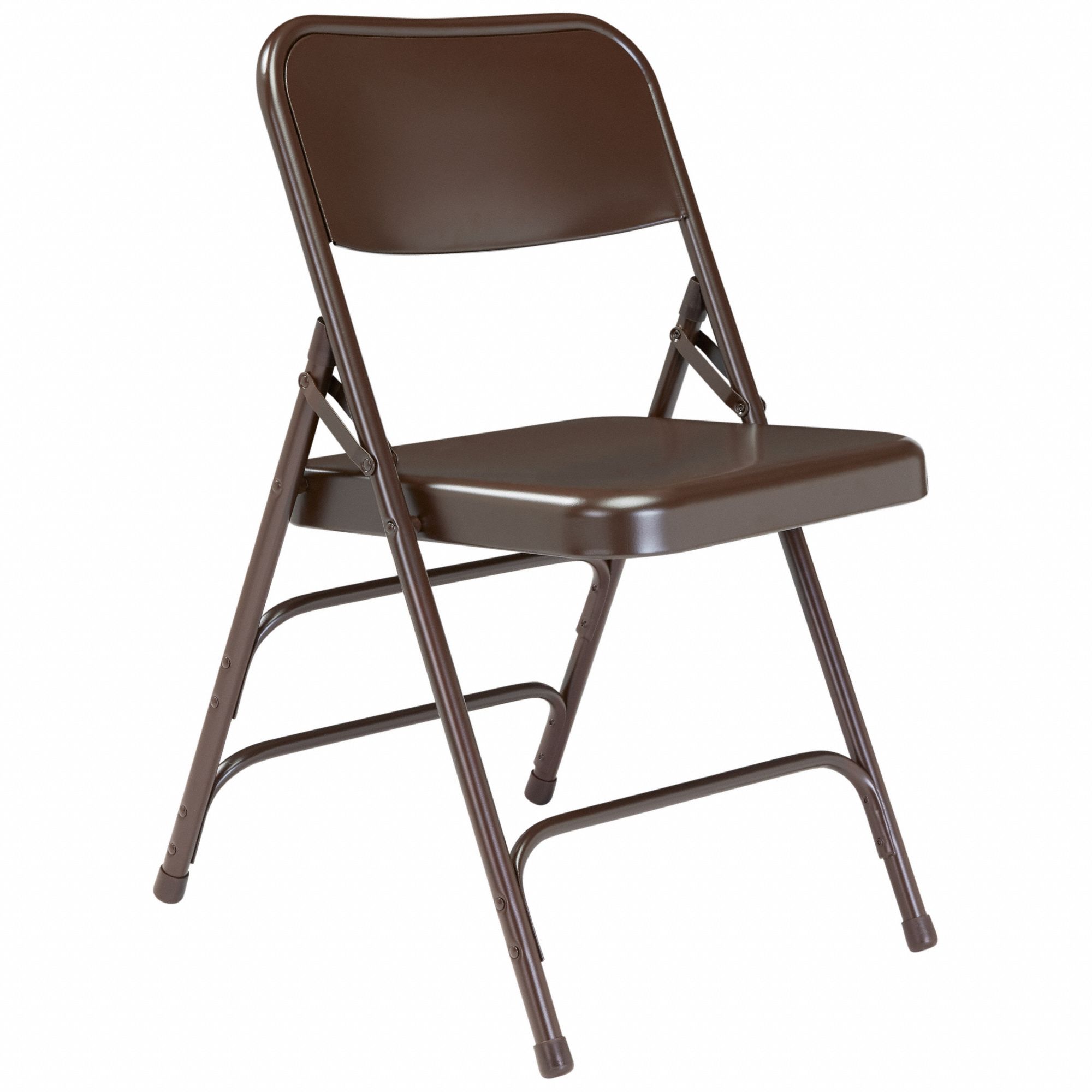 Folding Chair: Steel Seat, Steel Frame, Brown Seat, 480 lb Wt Capacity