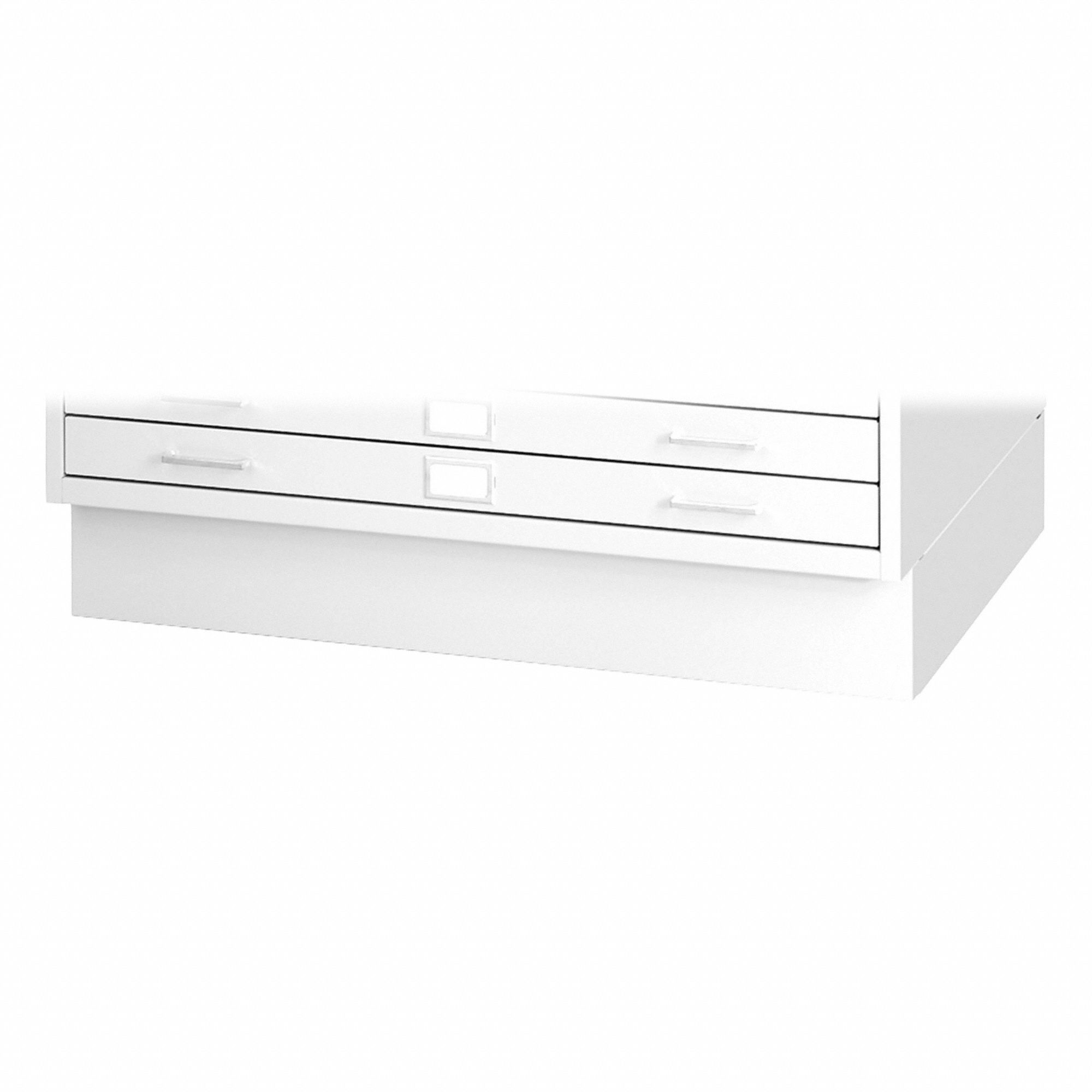 Flat File Cabinet Base: White, 6 in Overall Ht, 38 3/4 in Overall Dp, Closed Base