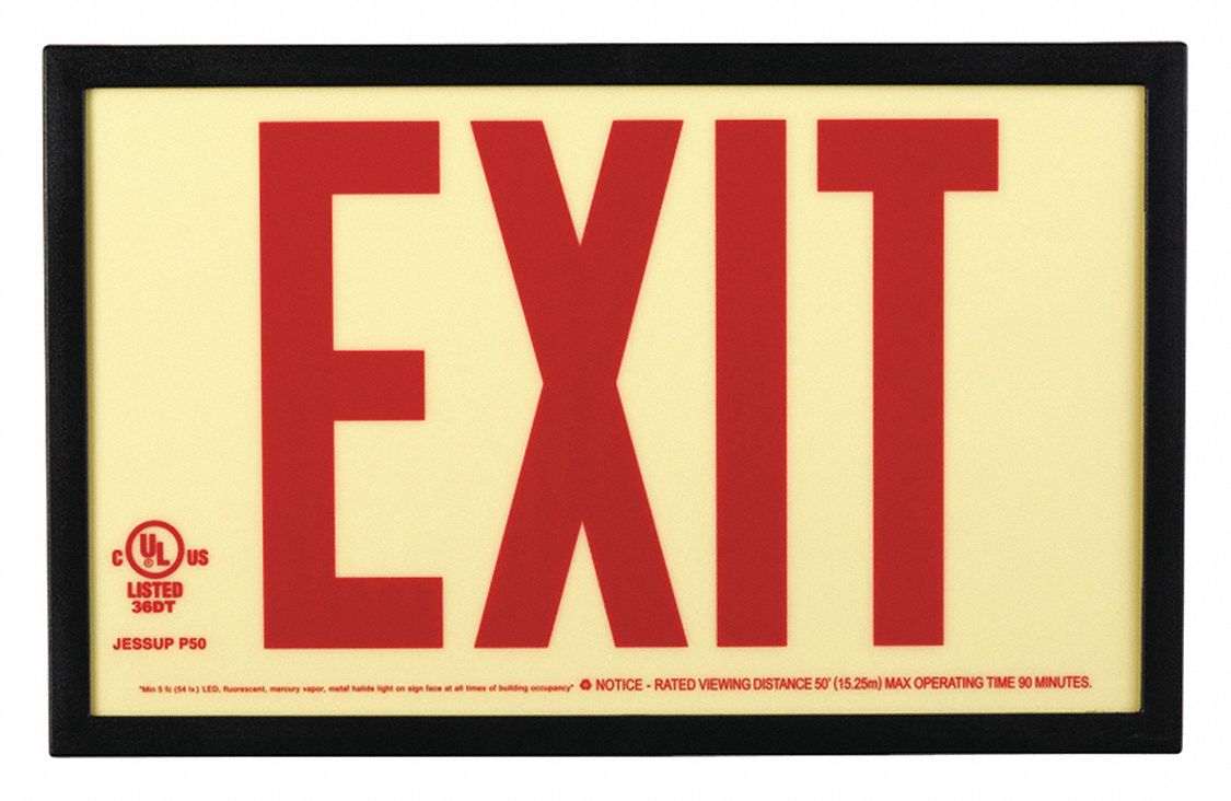 Plastic, Mounting Holes Sign Mounting, Exit Sign - 9RXP4|GRAN3714 ...