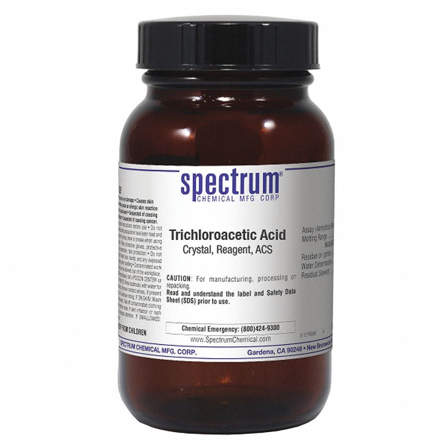 Trichloroacetic Acid: ACS, 125 g, 76-03-9, Acid, Powder, Bottle, Amber Glass, 24 mo Shelf Life, 1