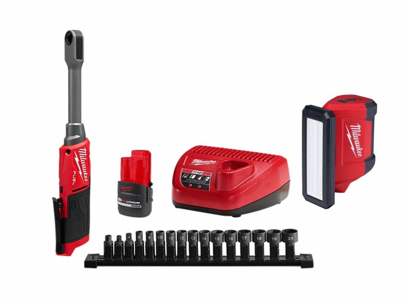 M12 FUEL Ratchet Kit + M12 Flood Light