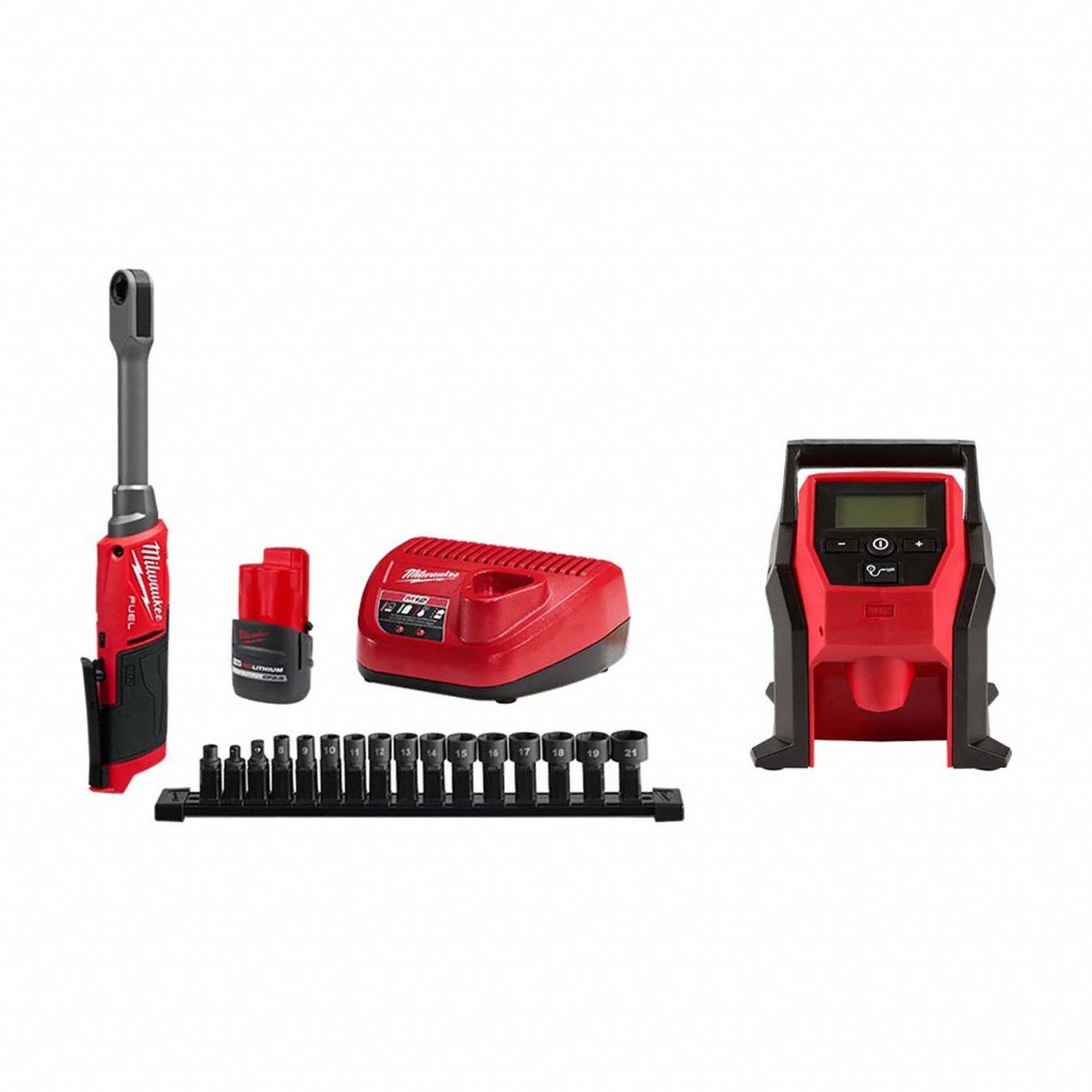 M12 FUEL Box Ratchet Kit + M12 Inflator