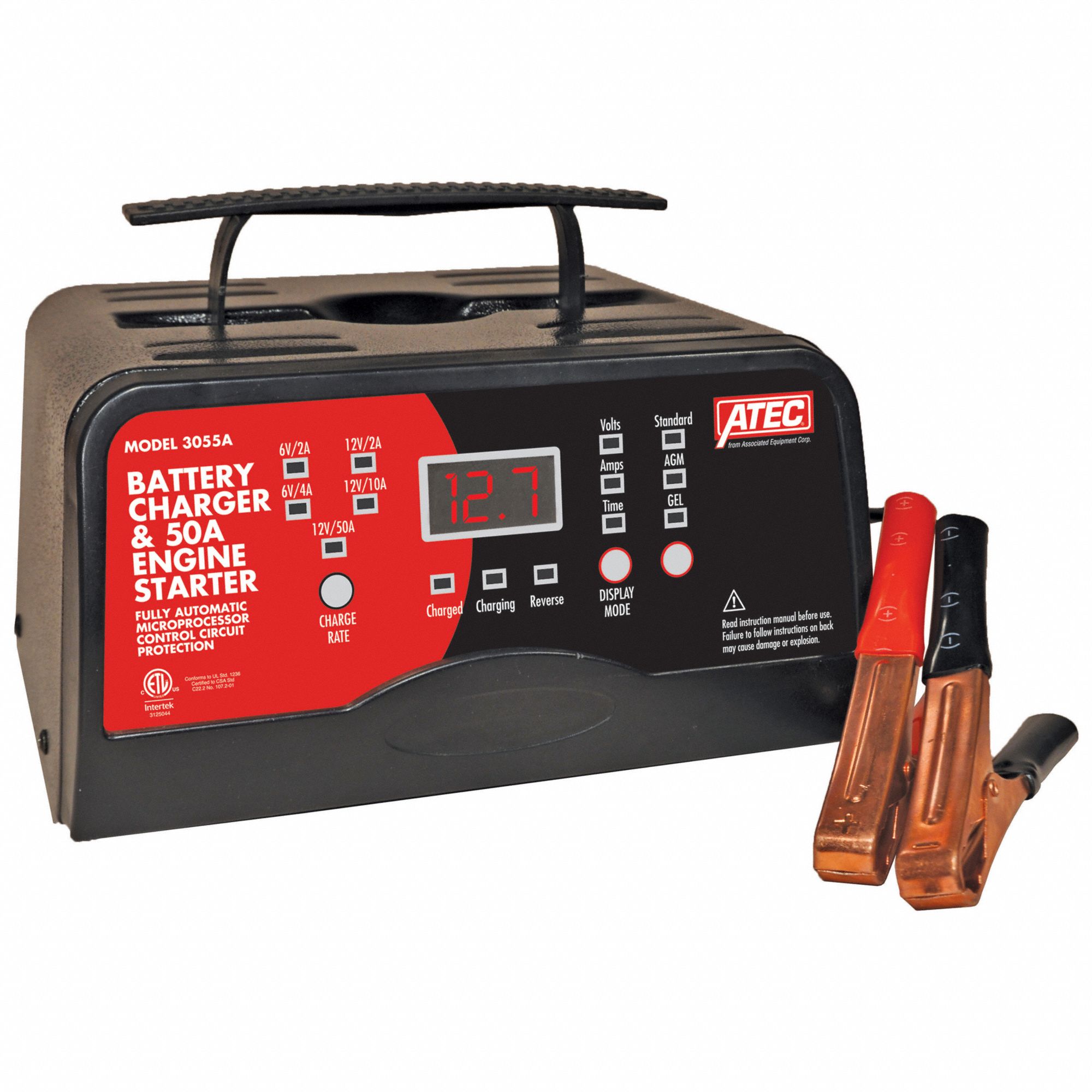 BATTERY CHARGER, CHARGING, AUTOMOTIVE, FOR AGM/GEL/WET CELL, SMART, 6.5 FT CABLE, 50 A, 6/12 V