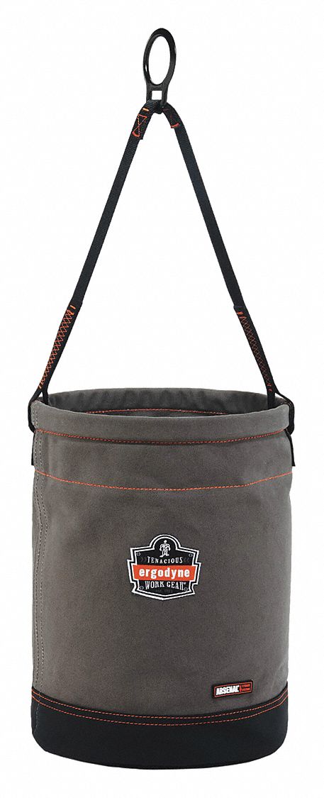 Bucket: Hand Tools, D-Ring, 17 in Ht, Bucket, Canvas, 150 lb Capacity