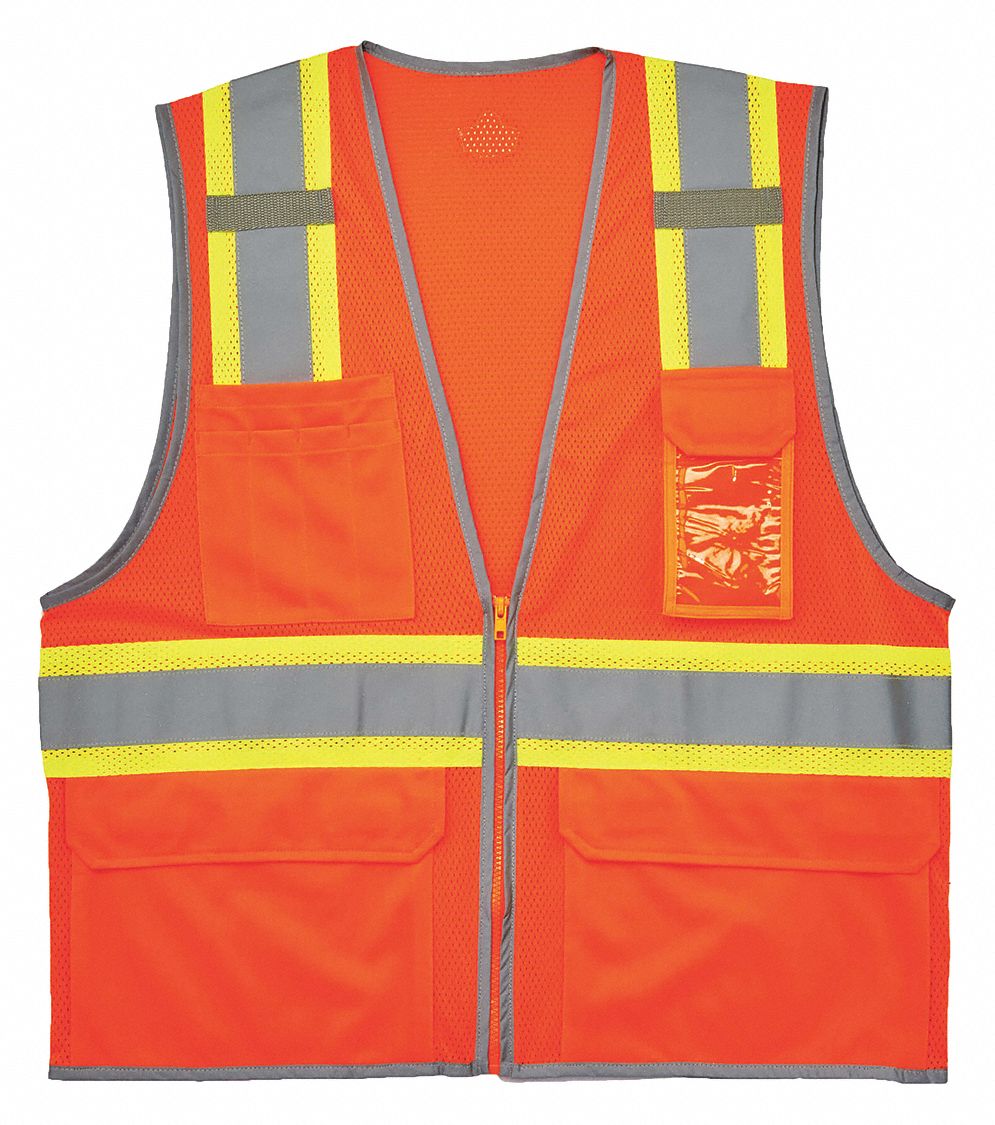 Two Tone Mesh Safety Vest, Orange, 2XL/3XL