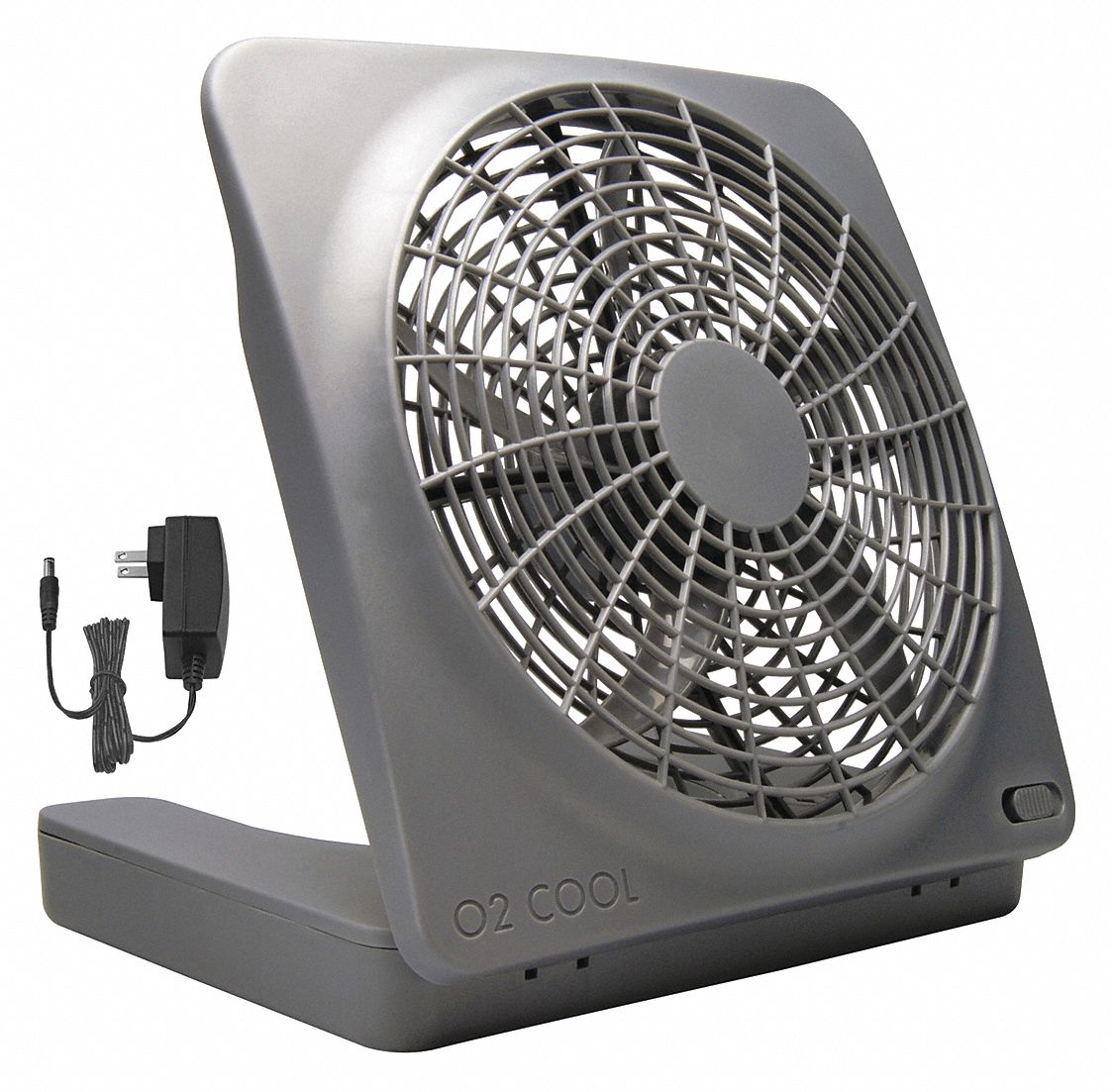 Compact Fan: 10 in Blade Dia, Non-Oscillating, 2 Speeds, Battery Operated