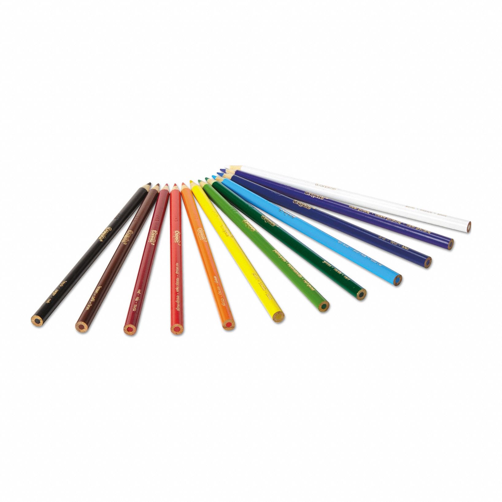 Colored Pencil: 2B, 3.3 mm Point Size, Assorted, Wood, Eraser Not Included, Round, 12 PK