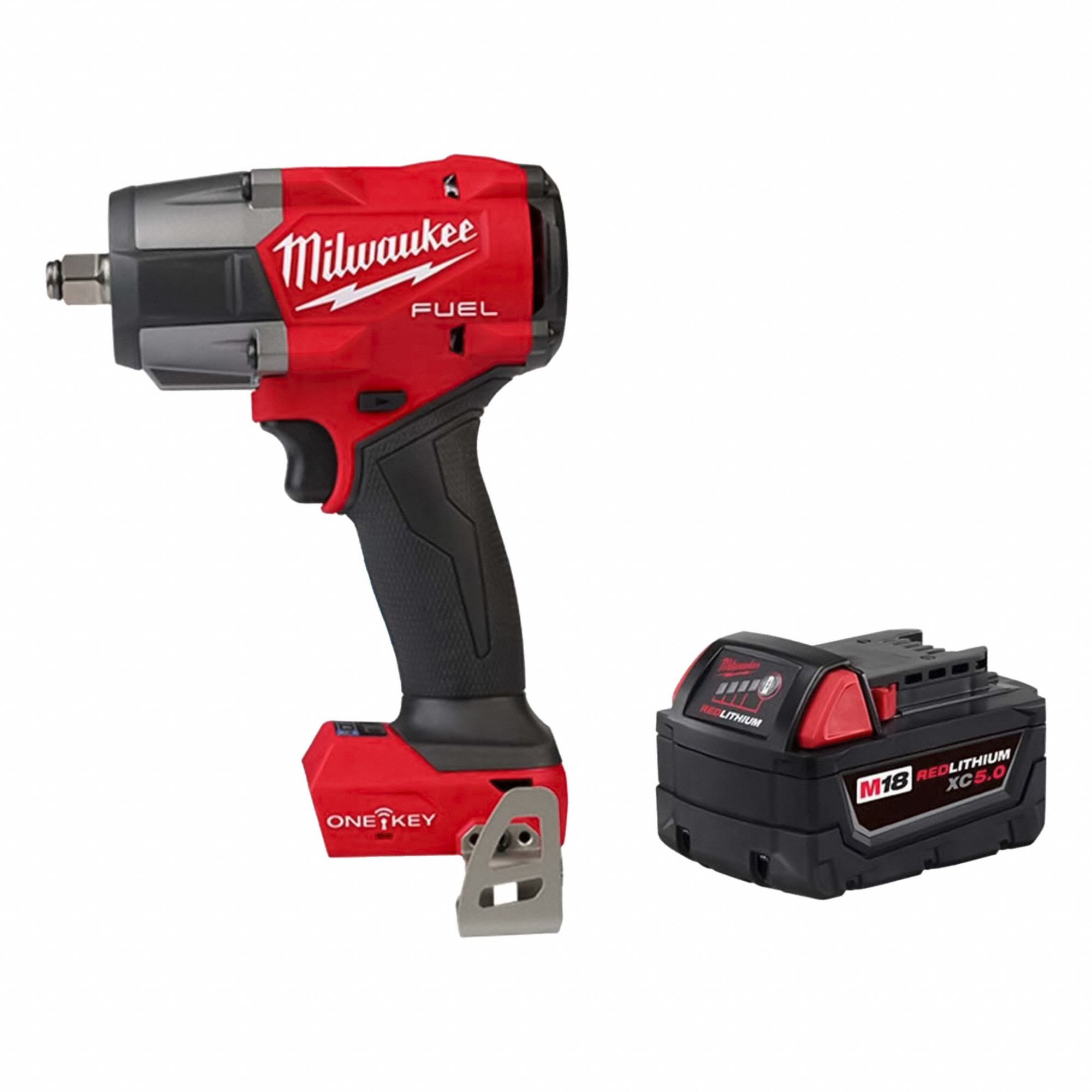 Impact Wrench Kit: 1/2 in Drive Size, 550 ft-lb Fastening Torque, Brushless, 18 V DC Volt