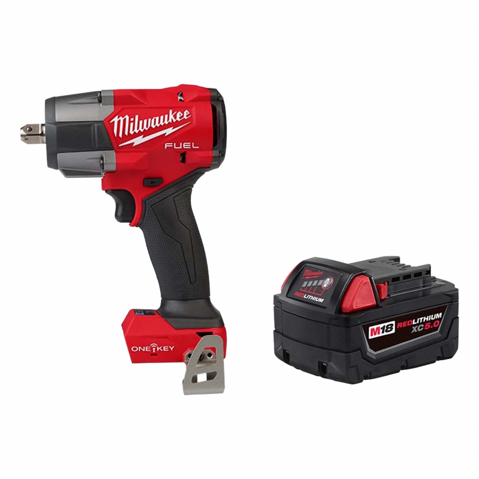 Impact Wrench Kit: 1/2 in Drive Size, 550 ft-lb Fastening Torque, Brushless, 18 V DC Volt
