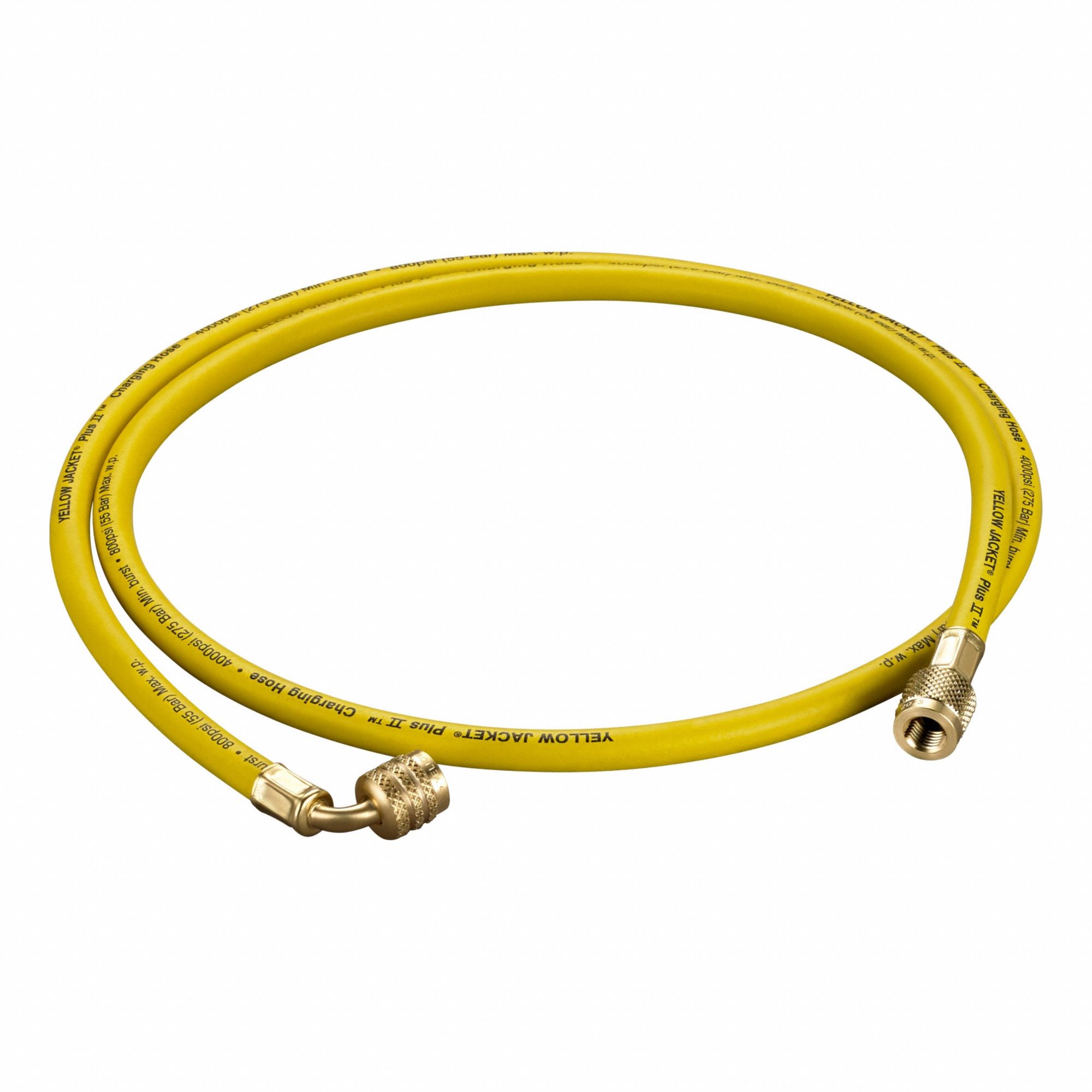 Hose, Yellow: 5 ft Lg, 90° Angle, Yellow, Nylon, Single Hose, Anti-Blowback Valve