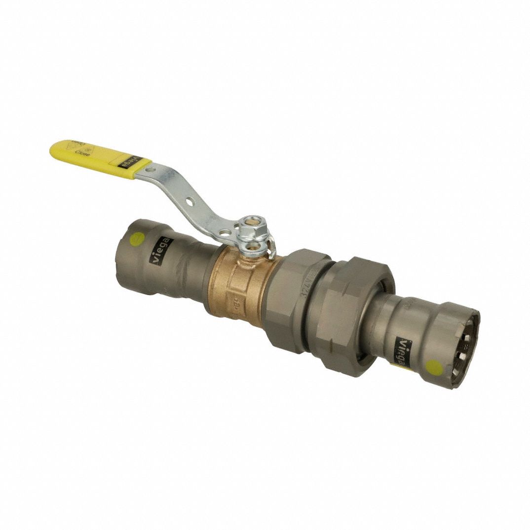 VIEGA MEGAPRESS Manual Two-Way Ball Valve: 3/4 in, Bronze, Straight, 125 psi Max. Pressure (CWP) (MPN 30695). Key specifications — Brand: VIEGA MEGAPRESS; Handle: Locking Lever.