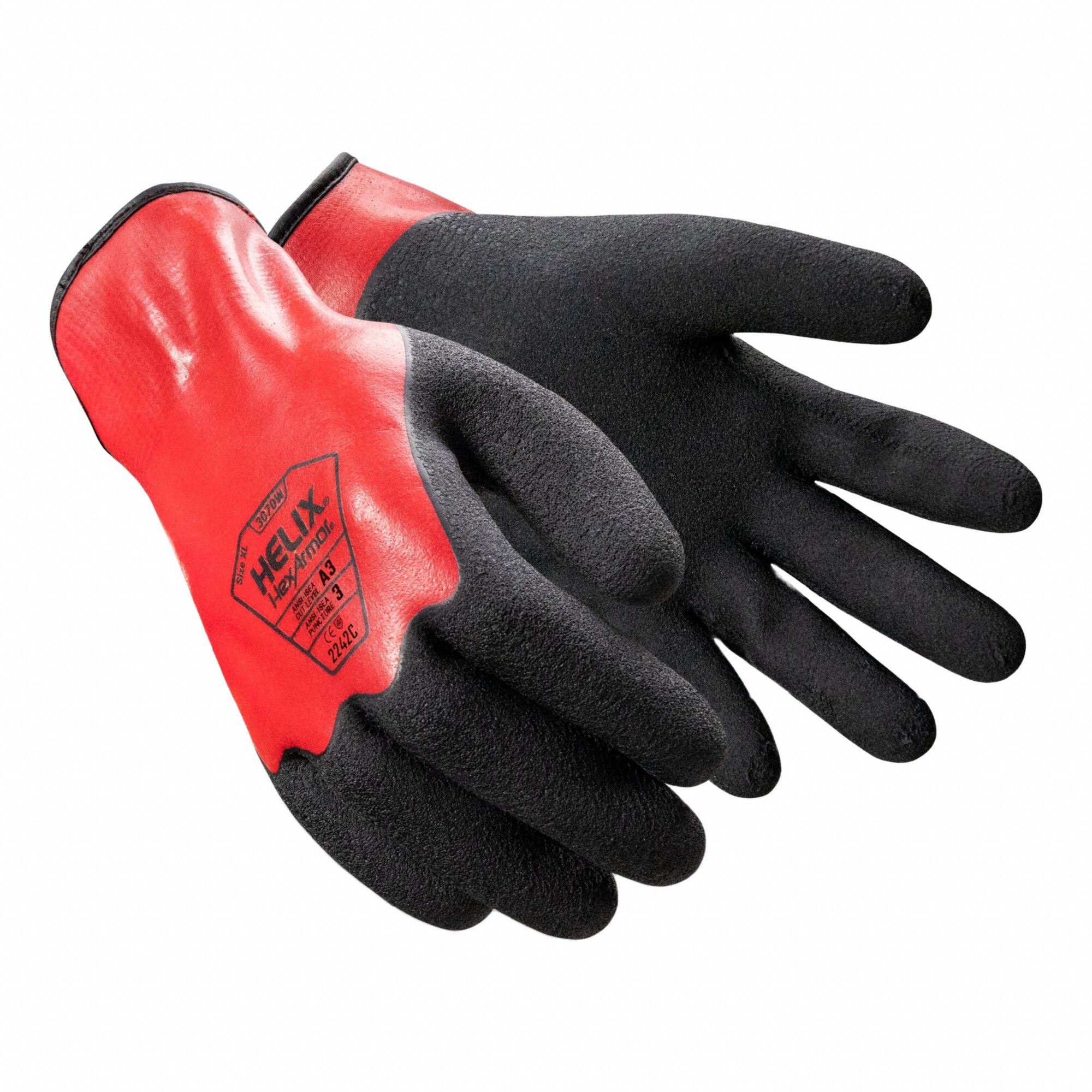 Safety Gloves: M ( 8 ), ANSI Cut Level A3, Full, Dipped, Rubber Latex, 1 PR