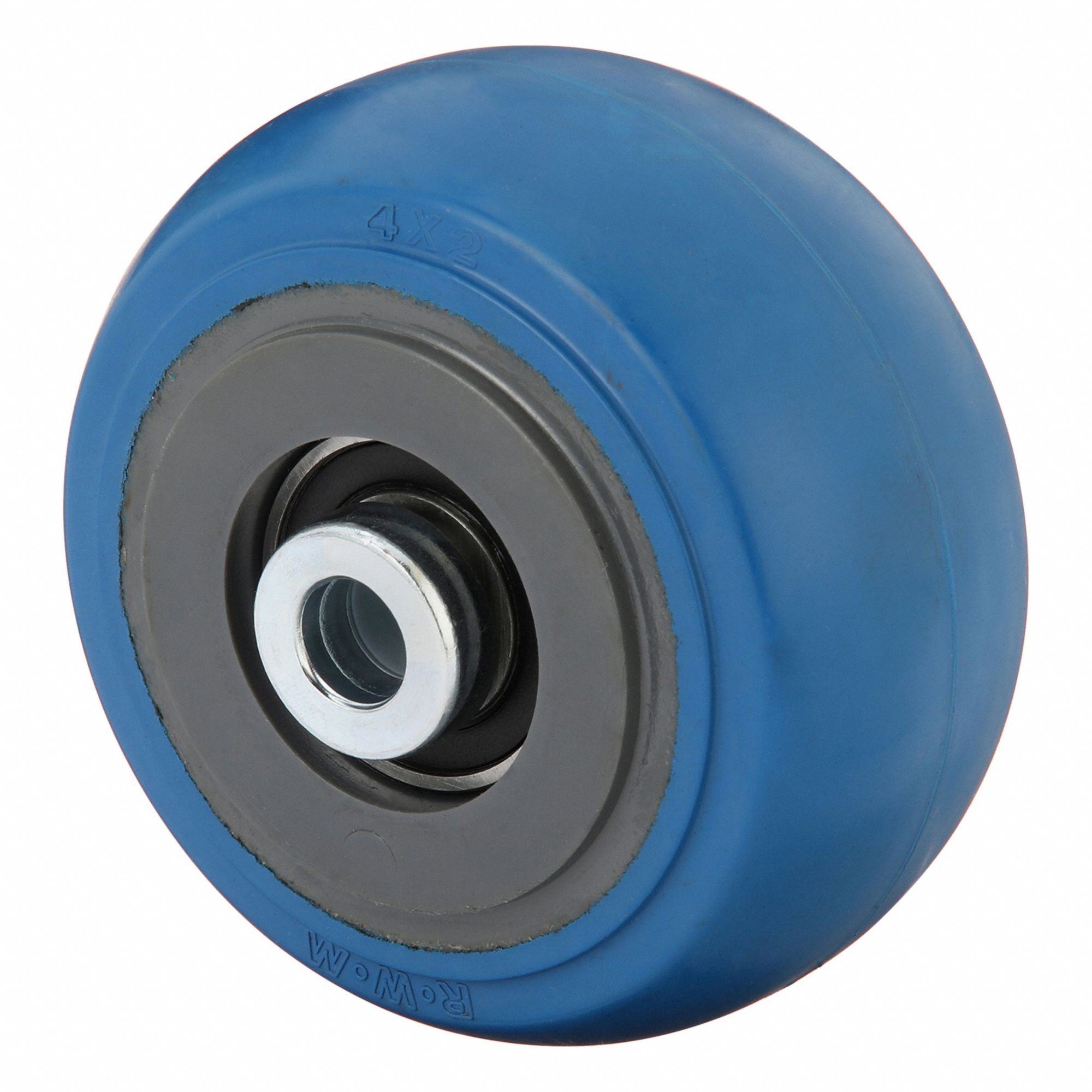 Caster Wheel: 4 in Wheel Dia., 2 in Wheel Wd, Rubber, 400 lb Load Rating, Nylon, Std