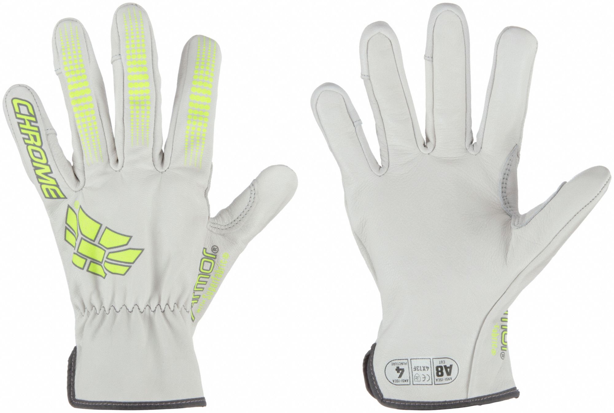 LEATHER DRIVERS GLOVES, 2XS (5), PREMIUM GOATSKIN, ANSI CUT LEVEL A8, CHROME SERIES