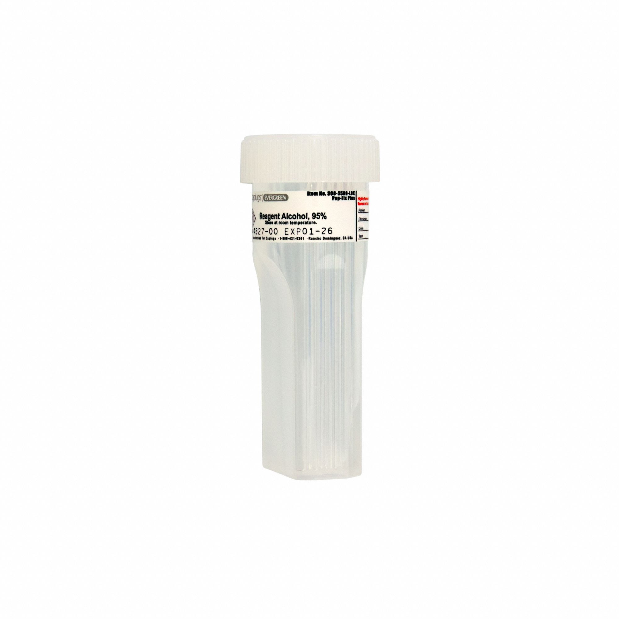 Alcohol Prefilled Coplin Slide Jars: 4 Sample Capacity, 98 mm Ht, 30 mm Wd, Cytology (MPN 308550008KE1). Key specifications — Material: Polypropylene Copolymer; Product Type: PAP Jar; Brand: CAPLUGS.
