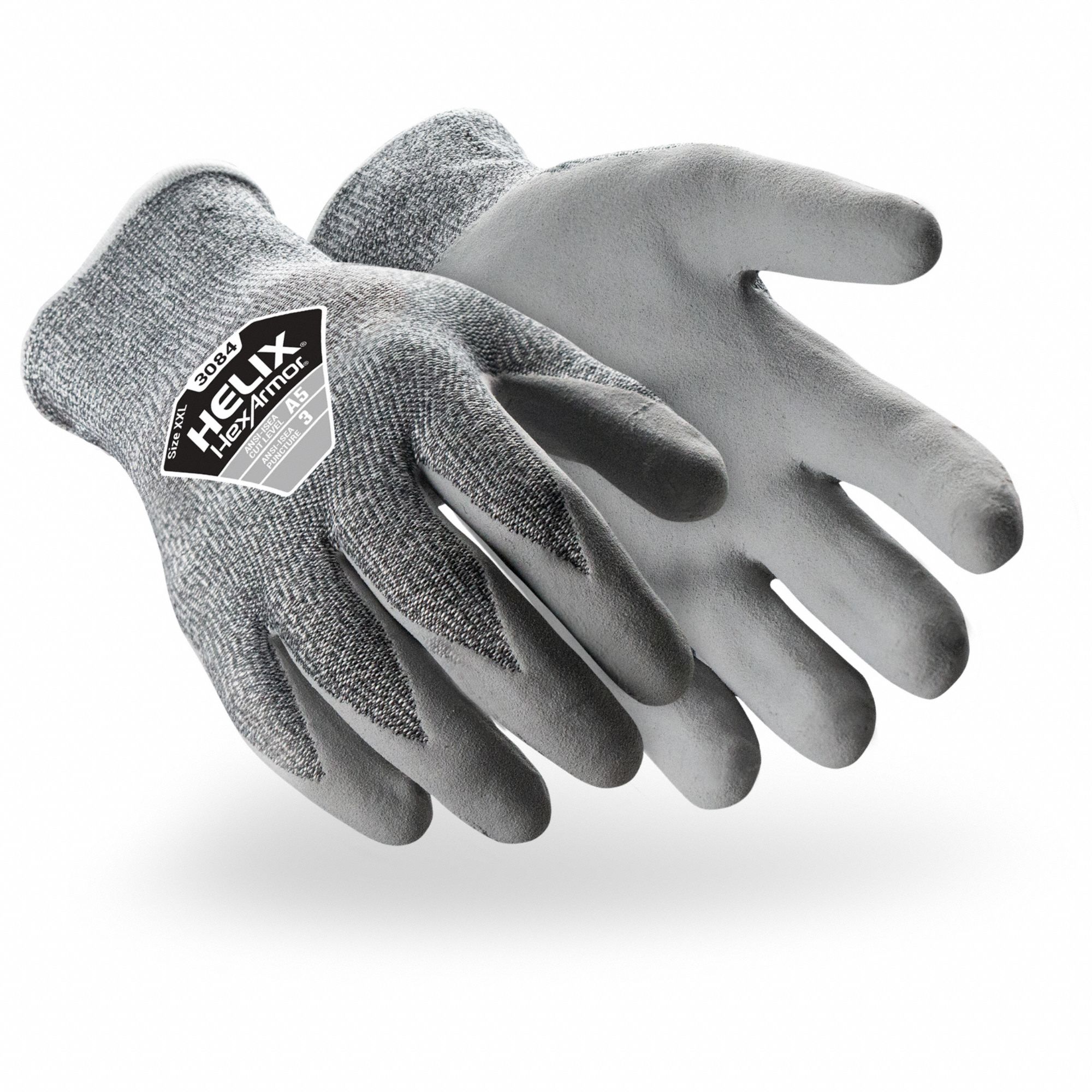 HEXARMOR Safety Gloves: XL ( 10 ), ANSI Cut Level A5, Palm, Dipped,  Silicone, Tacky, 1 PR