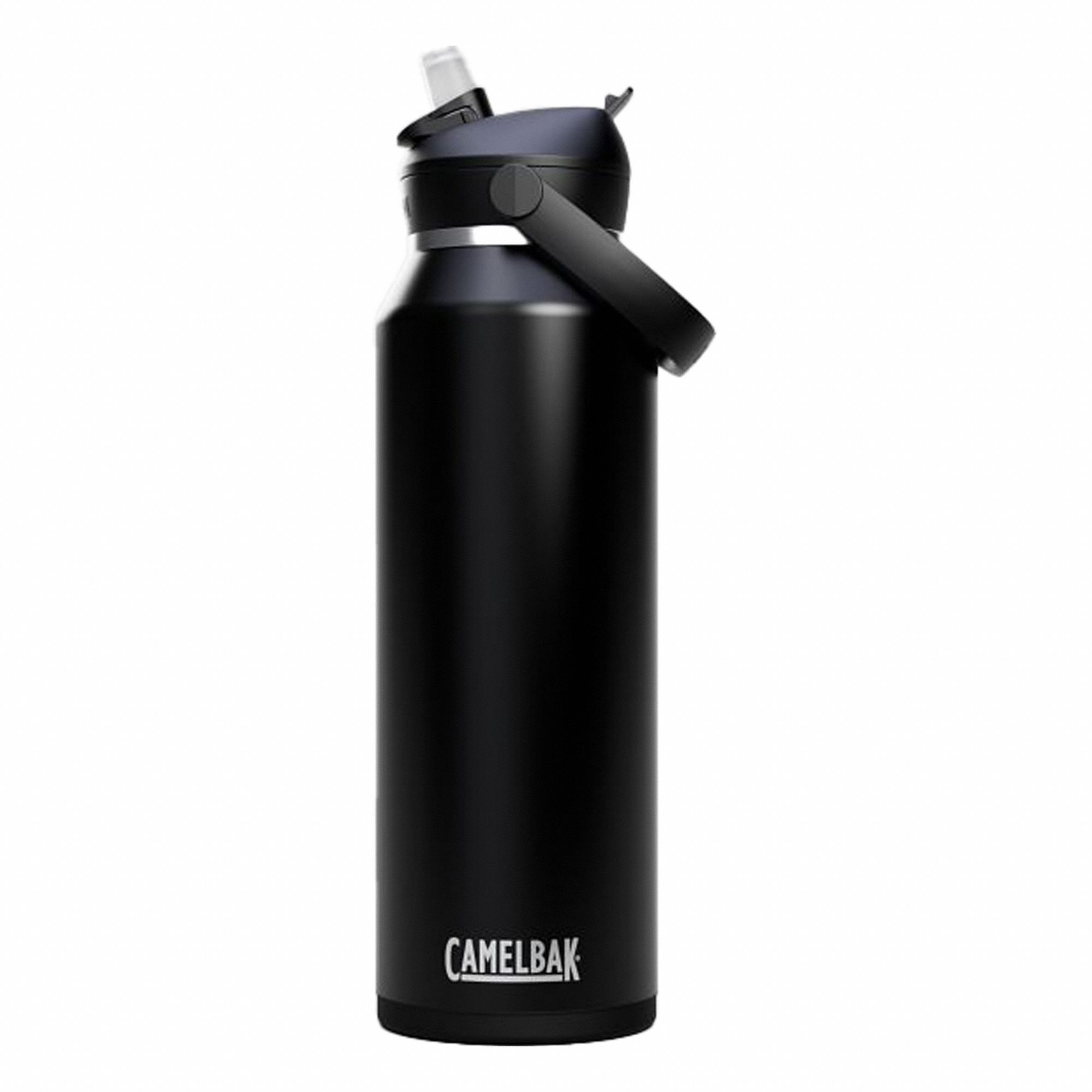 Bottle: 40 oz Capacity, Black, Stainless Steel, Not BPA-Free, 13 1/4 in Overall Ht, Bottle