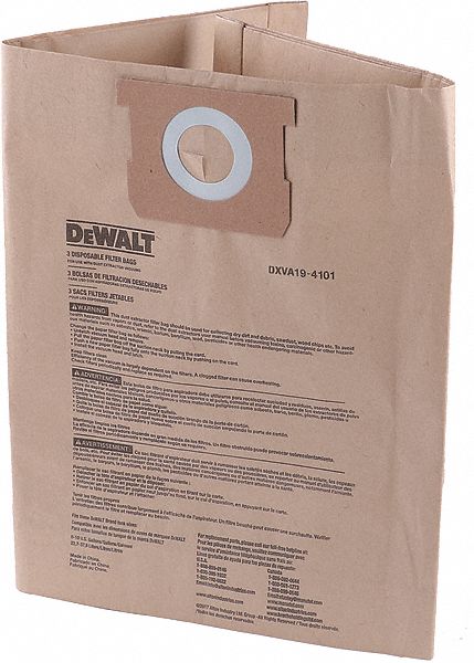 Dust Bag, for 6-10gal. Wet/Dry Vac, PK3