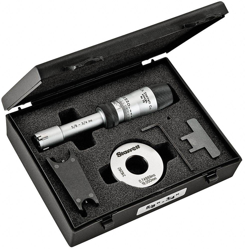 STARRETT Mechanical 3Point Inside Micrometer 5/8 in to 3/4 in Range