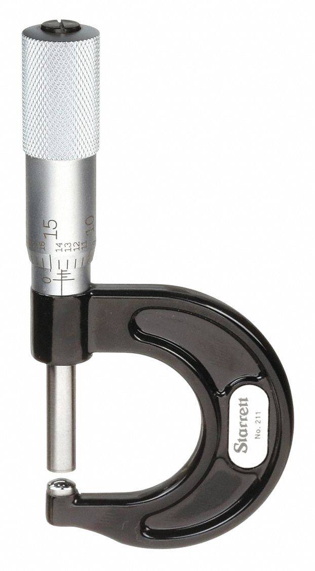 MECHANICAL SPHERICAL-ANVIL MICROMETER, MECHANICAL, 0 IN TO 1 IN RANGE