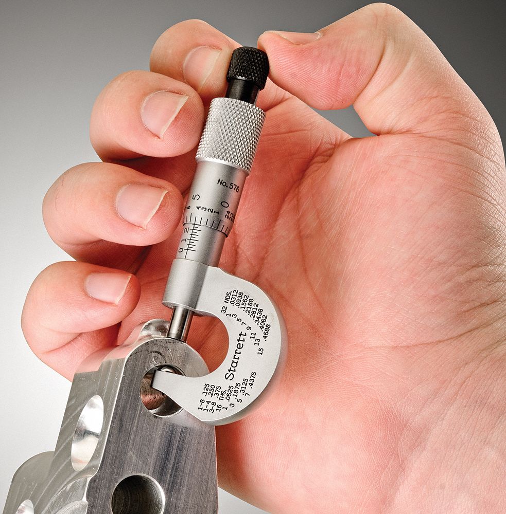 STARRETT Mechanical SphericalAnvil Micrometer Mechanical, 0 in to 0.5