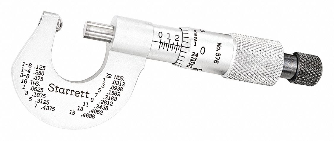 Mechanical Spherical-Anvil Micrometer: 0 in to 1/2 in, Mechanical, +/-0.0001 in Accuracy