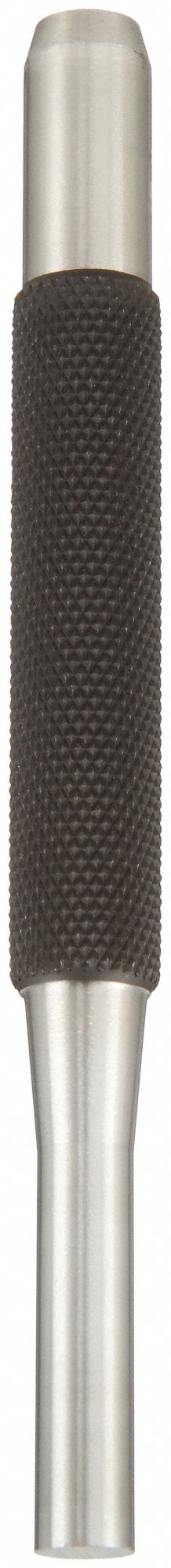 DRIVE PIN PUNCH, 5/32 IN TIP DIAMETER, 4 IN OVERALL L, ROUND, STEEL, FLAT, SAE