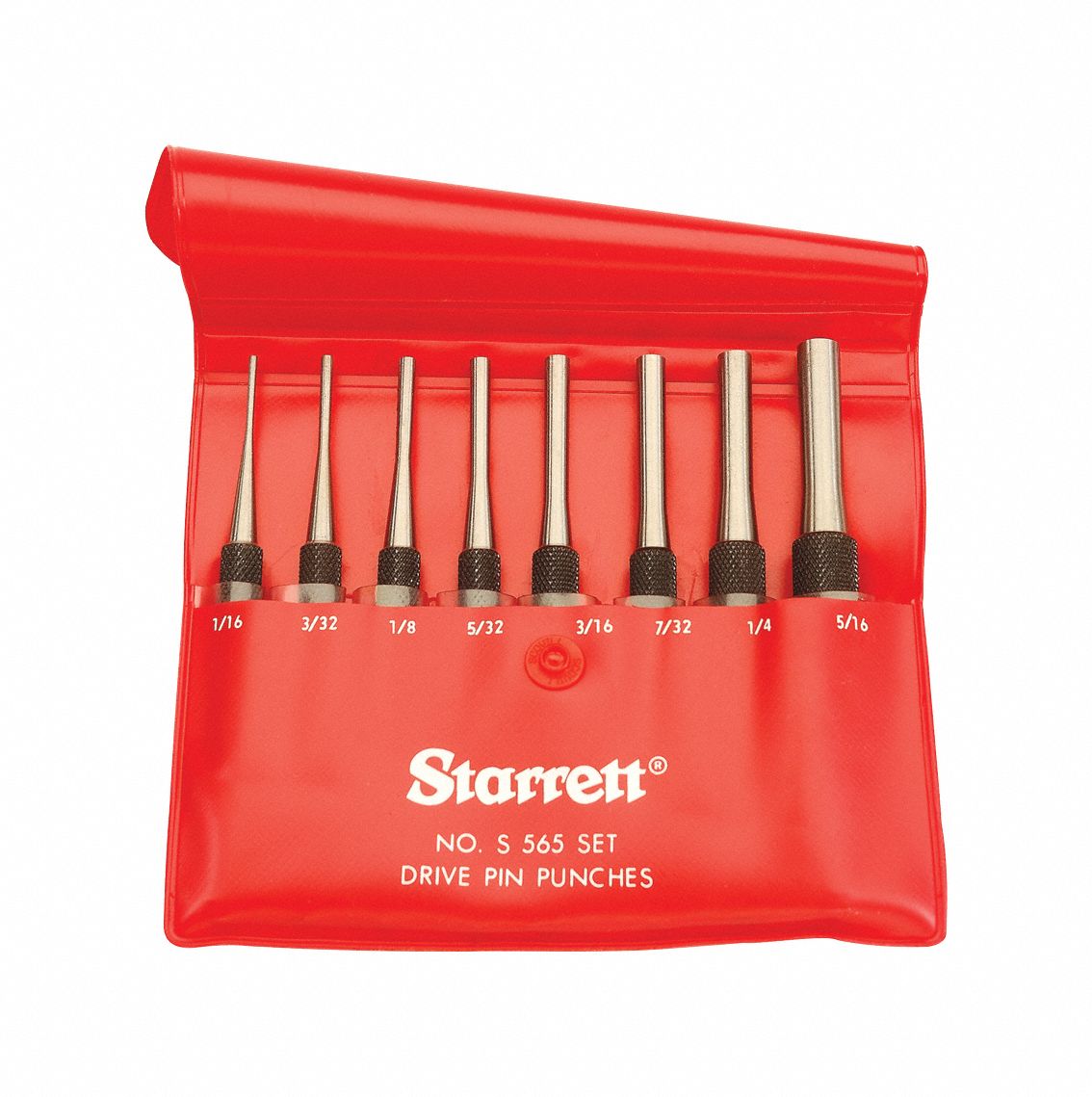 STARRETT Drive Pin Punch Set 1/16 in_3/32 in_1/8 in_5/32 in_3/16 in_7/32 in_1/4 in_5/16 in Tip