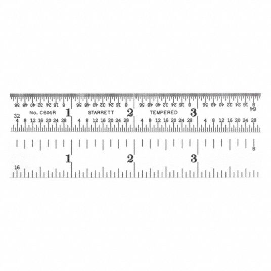 STARRETT, Quick Reading/Spring-Tempered, 16ths/32nds/64ths/8ths, Ruler ...