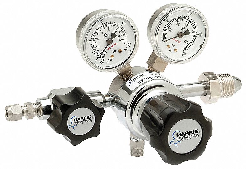 HARRIS Med Gas Mix, Specialty Gas Regulator, CGA280, Single Stage, Brass, 0 to 50 psi 30AA68