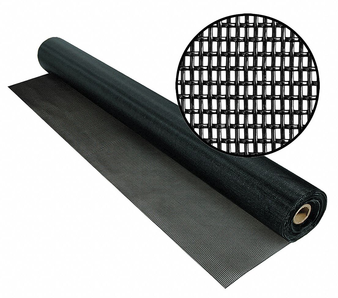 Replacement Screen: Polyester, Black, 17 x 10 Mesh Size, 3 ft Wd, 50 ft Lg, 0.025 in Wire Dia