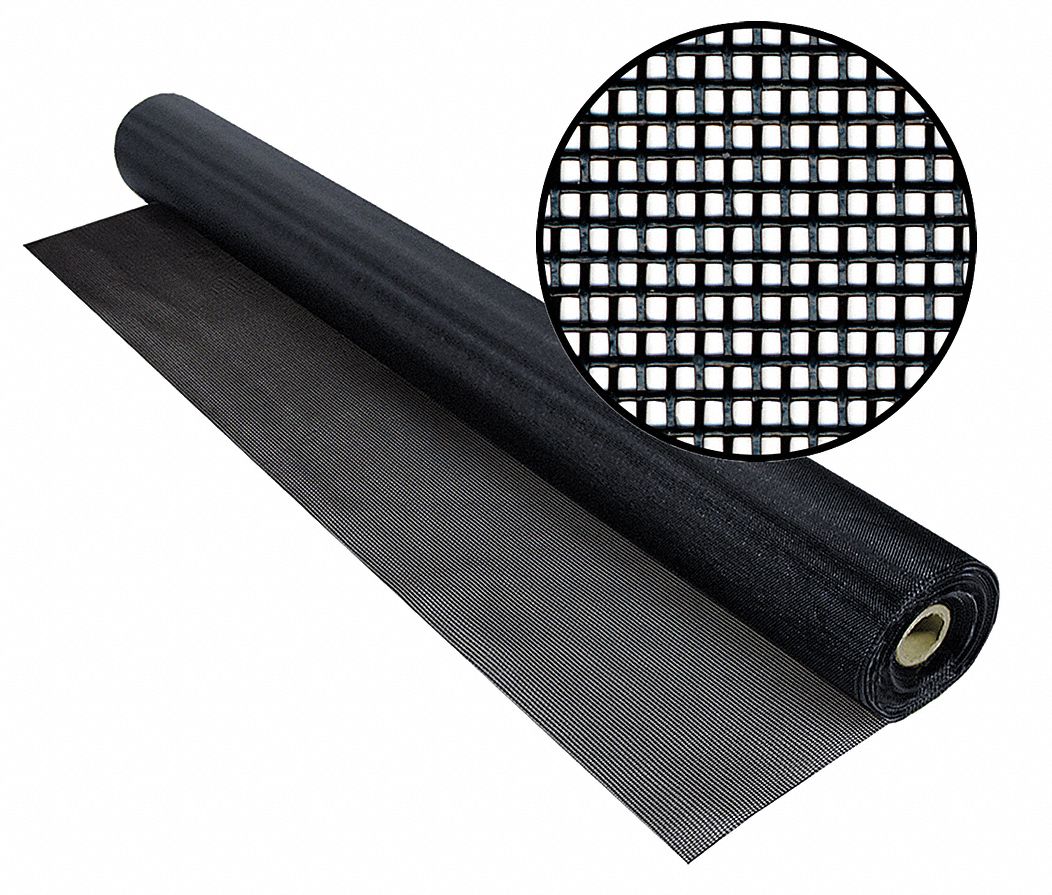Replacement Screen: Polyester, Black, 17 x 13 Mesh Size, 5 ft Wd, 100 ft Lg