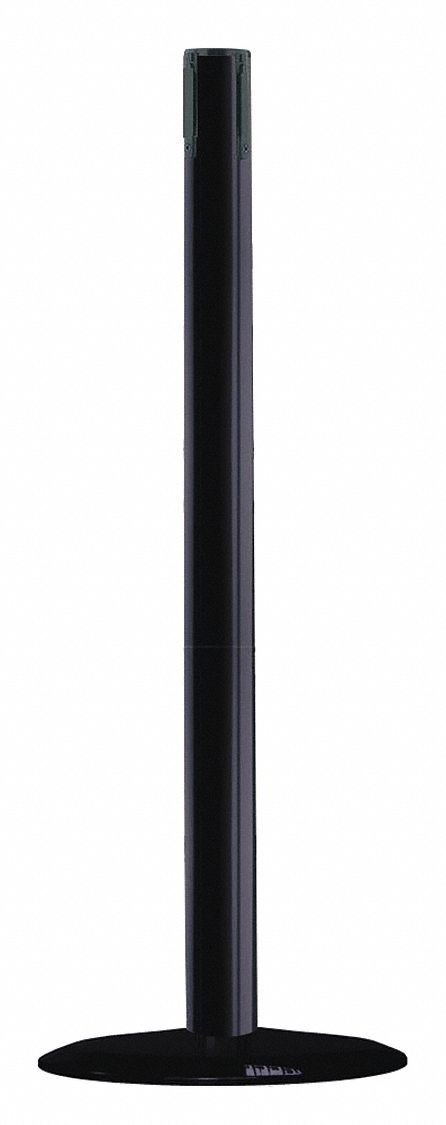 Single Belt Receiver Post: Round Flat, 37 1/2 in Post Ht, Black, Plastic, Flat