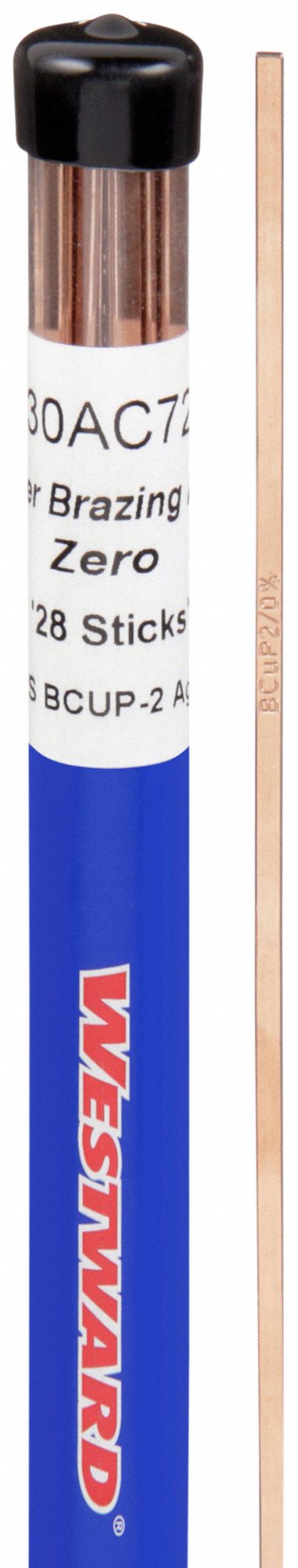 Brazing Alloy: Phos Copper, 0%, BCuP-2, 1/8 in x 20 in, Bare, 28 PK