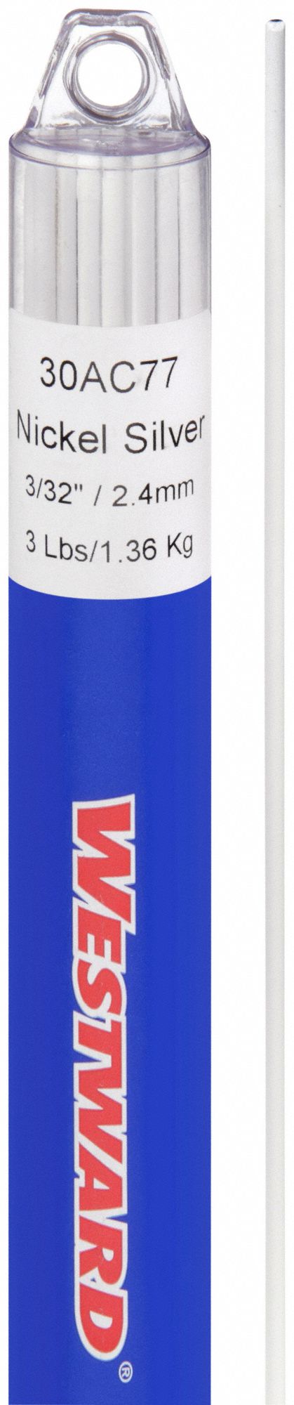 Brazing Alloy: Nickel Silver, 0%, RBCuZn-D, 3/32 in x 36 in, Flux-Coated, 40 PK