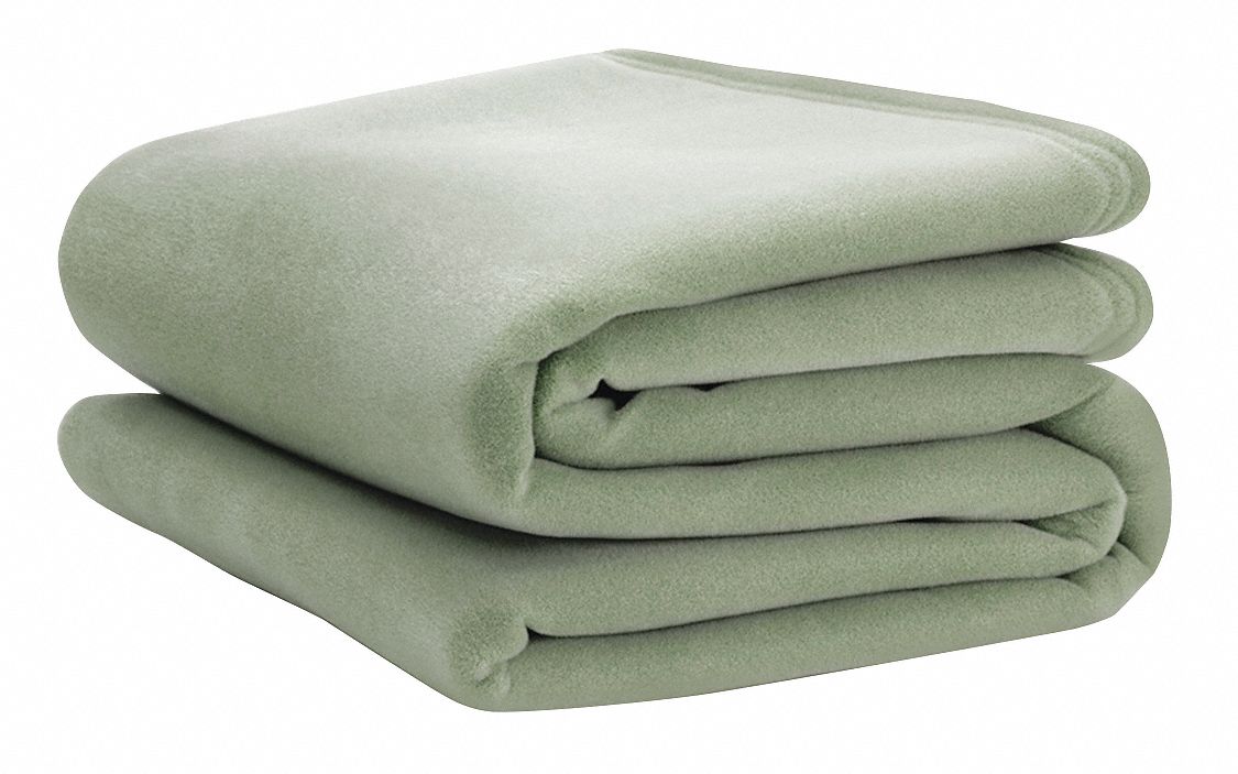 Vellux Blanket: Queen, Pale Jade, 90 in Wd, 90 in Lg, Nylon, 4 PK
