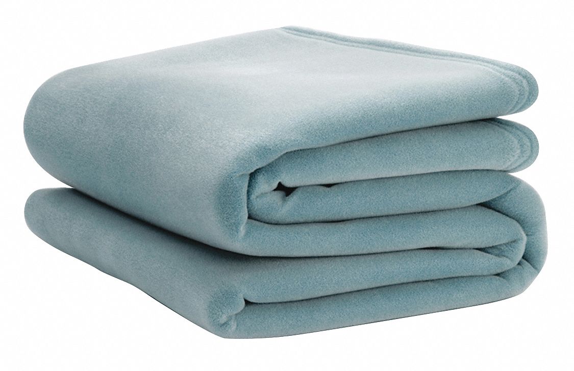 Vellux Blanket: Queen, Bluebell, 90 in Wd, 90 in Lg, Nylon, 4 PK