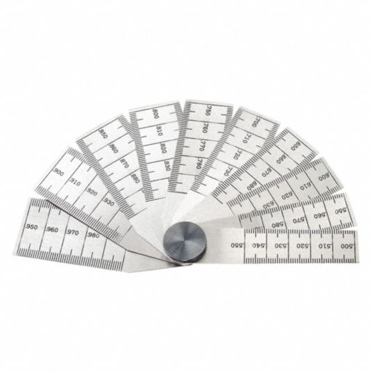 STARRETT Taper Gauge Set, Gauge Style Flat Leaf, Range 1/2 in to 1 in