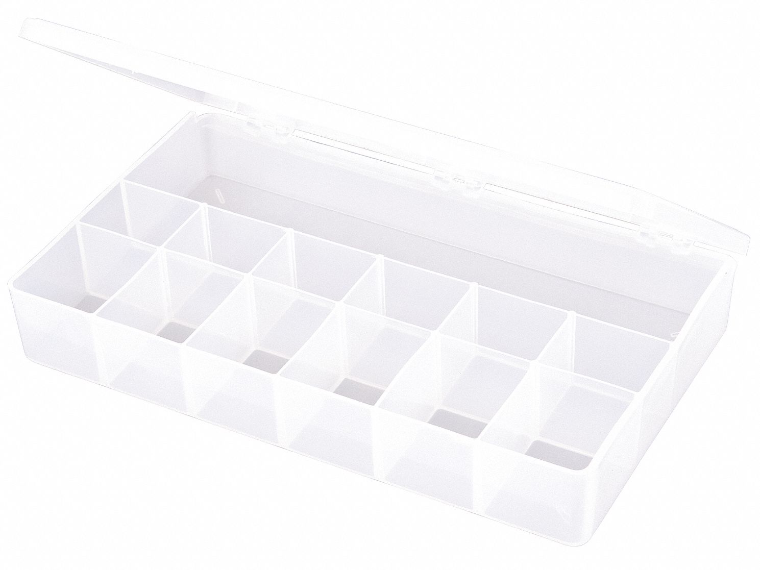 FLAMBEAU Compartment Box: 10 3/4 in x 1 3/4 in, Clear, 13 Compartments ...