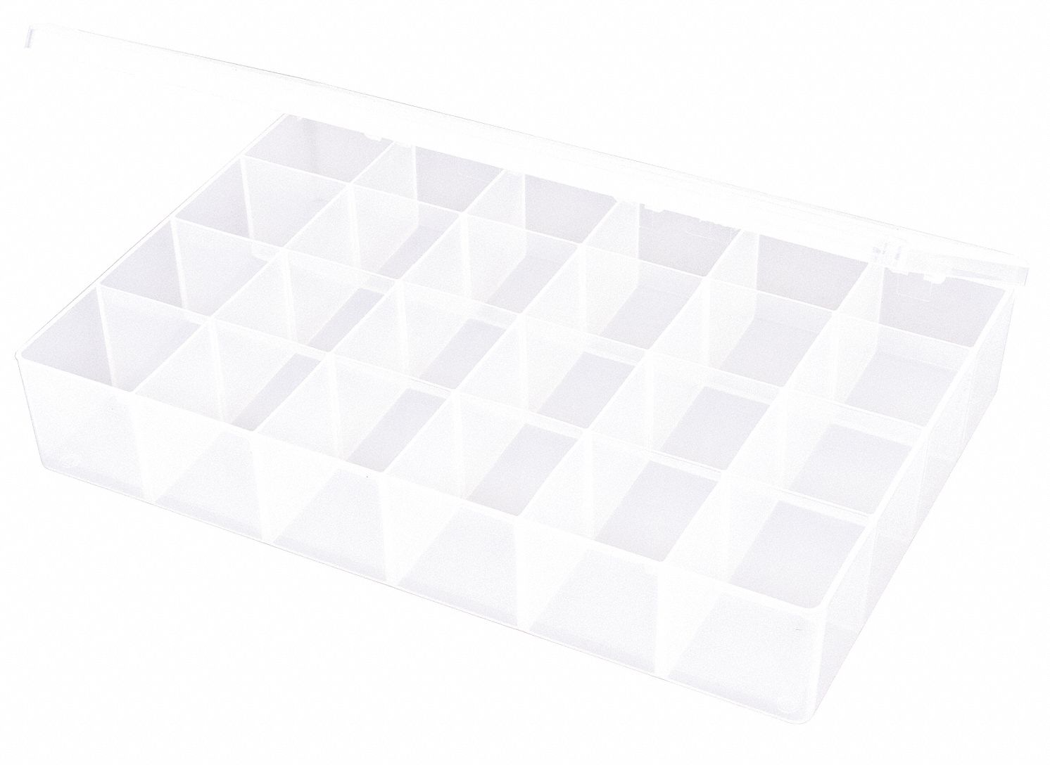 FLAMBEAU Compartment Box: 13 in x 2 3/8 in, Clear, 24 Compartments, 0 ...