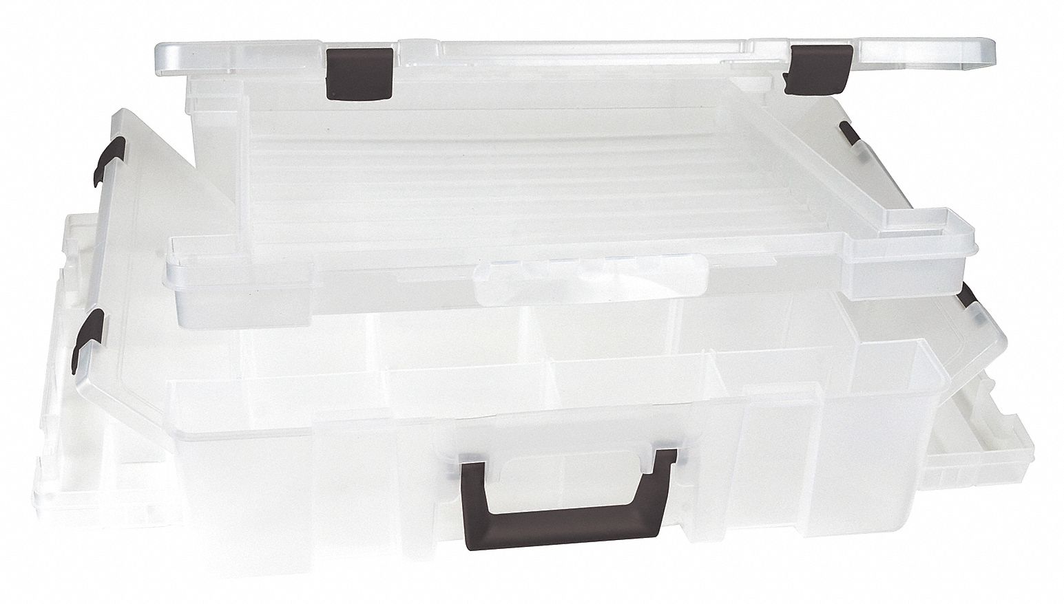 ADJUSTABLE COMPARTMENT BOX, 17¼ IN X 16¾ IN X 5 IN, CLEAR, 44 COMPARTMENTS