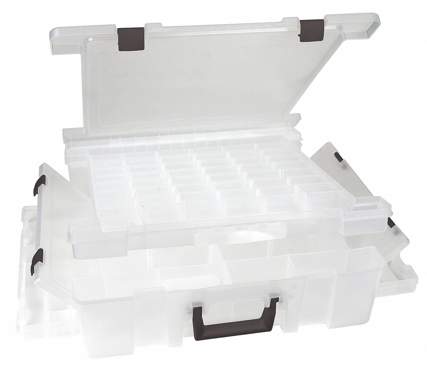 ADJUSTABLE COMPARTMENT BOX, 17¼ IN X 16¾ IN X 5 IN, CLEAR, 47 COMPARTMENTS