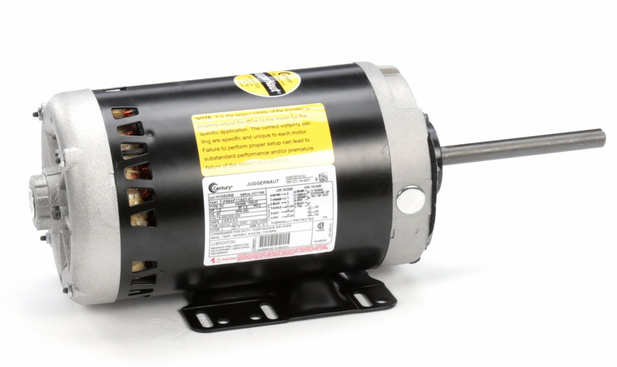 CENTURY 1 HP Condenser Fan Motor,3Phase,850 Nameplate RPM,208230/460