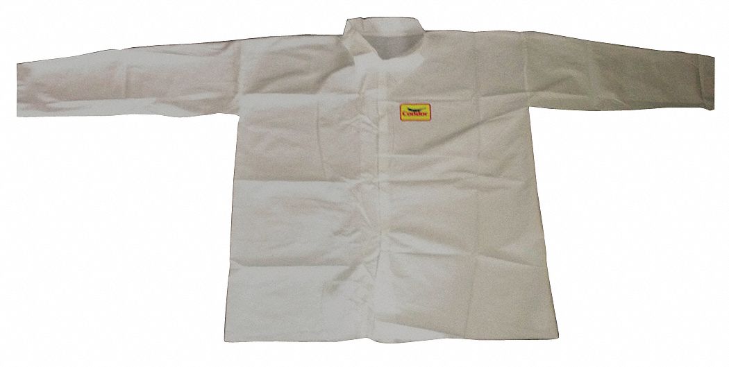 DISPOSABLE SHIRT, SNAP, MANDARIN COLLAR, WHT, OPEN CUFF, 2XL, SERGED, LONG, 12 PK, 2XL