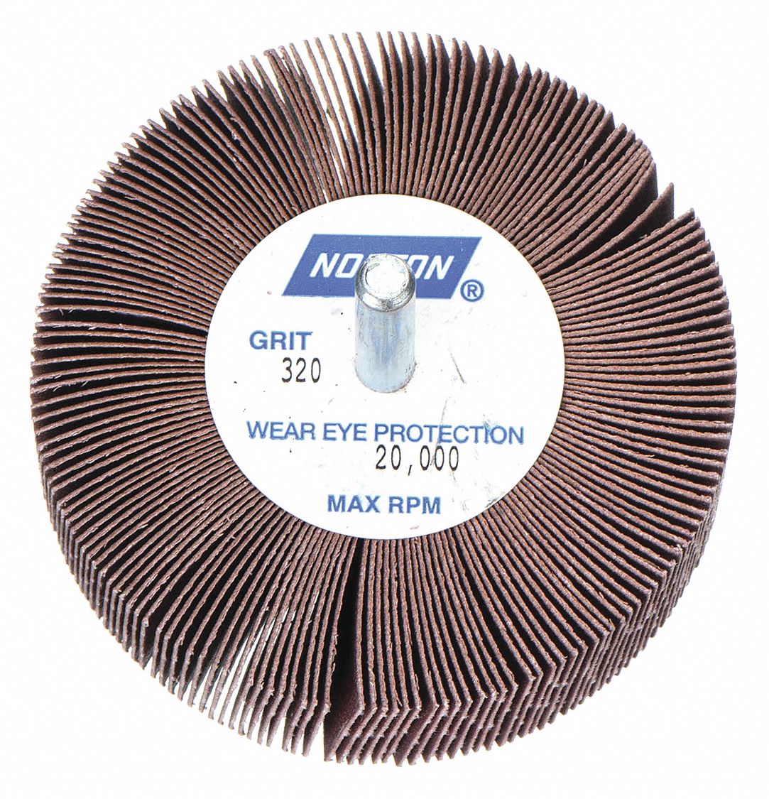 Flap Wheel, 1  Dia, 1  W, Shk 1/4,  320