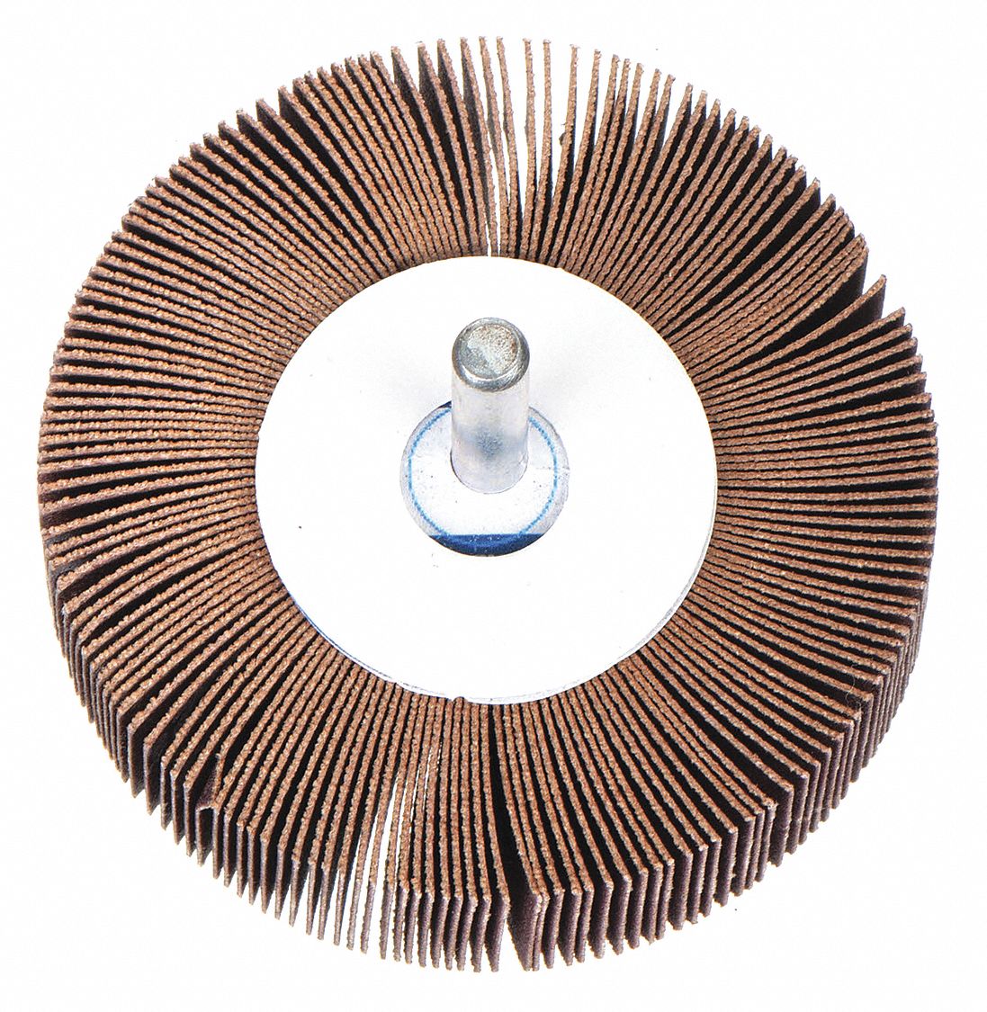 Flap Wheel: 2 in Dia x 1 in W, 1/4 in Straight-Shank, Aluminum Oxide, P320 Grit, R369