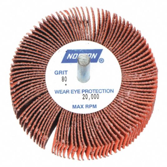 NORTON, 3 in Dia x 1 in W, 1/4 in StraightShank, Mounted Flap Wheel